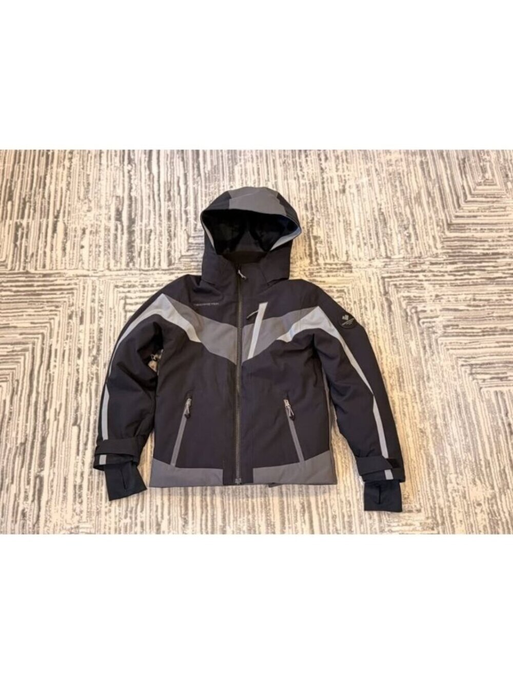 Obermeyer kids small (8) black/gray Winter ski puffer coat w/thumb slots R: $200